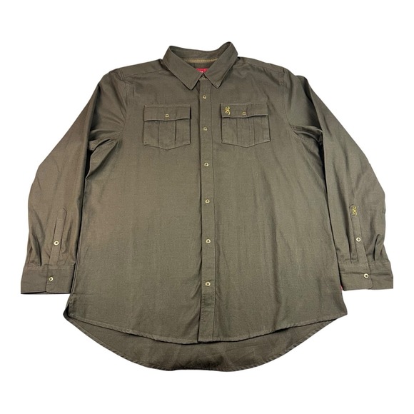John M Browning Shirt Mens XL Long Sleeve‎ Green Snap Button Heritage Collection - Picture 1 of 12